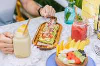 Vegan breakfast at The Coco Café in Aruba, enjoyed during a health vacation at Boardwalk Boutique Hotel Aruba.