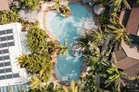 Solar panel drone view of Boardwalk Boutique Hotel Aruba