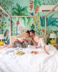 Couple breakfast in bed 