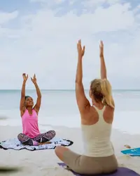 Yoga on Boardwalk Beach